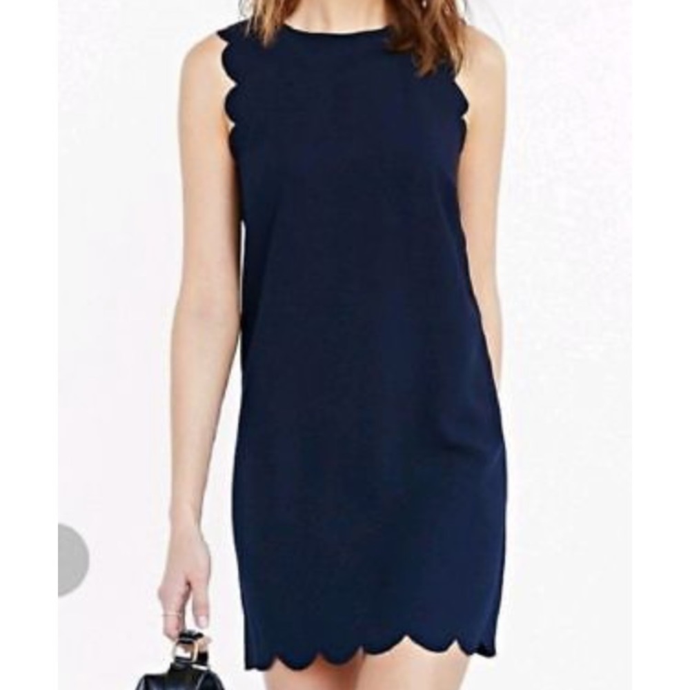 J Crew Navy Scalloped Dress Size 6
